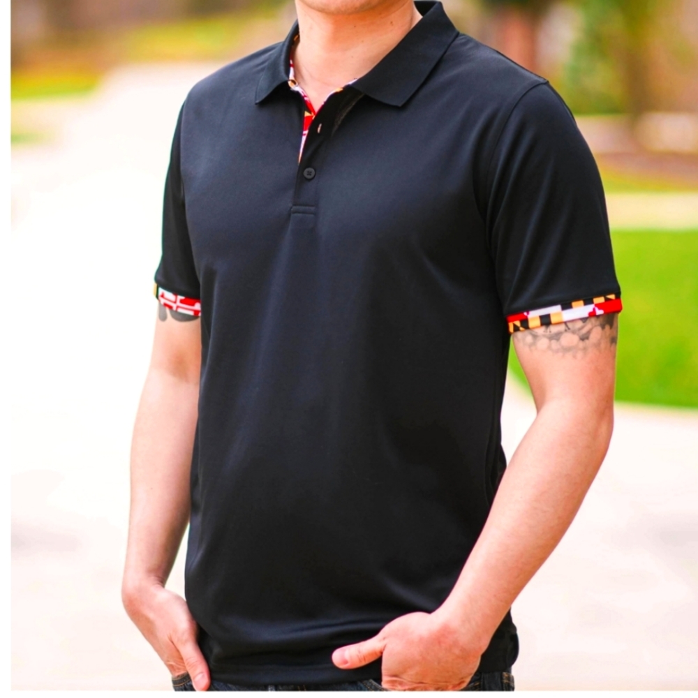 Route One Apparel Black w/ MD Flag Trim Polo/Golf Shirt Size 2XL NWOT